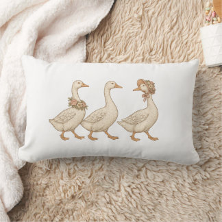 Coussin Rectangle Vintage Goose Parade Throw Pillow  Farmhouse Decor