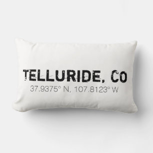 Coussin Rectangle Vintage Rustique noir ville et coordonnées