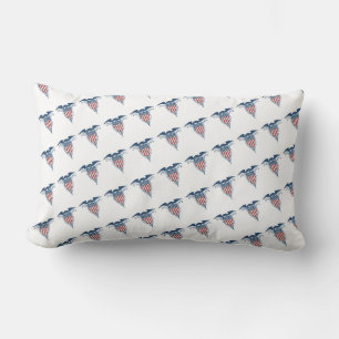 Coussin Rectangle Vintage Shield Red White Blue American Eagle
