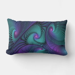 Coussin Rectangle Violet rencontre Turquoise moderne art fractal abs