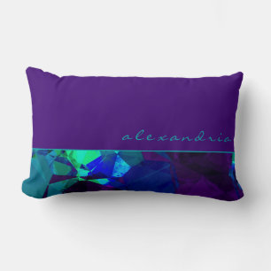 Coussin Rectangle Violet Turquoise & Bleu Géométrique Abstrait Nom