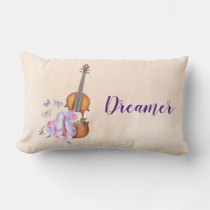 Coussin Rectangle Violon, Chaussures de Ballet, Fleurs et Papillons