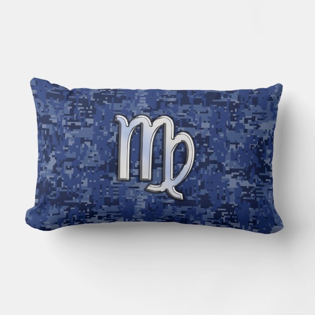 Coussin Rectangle Virgo Zodiac Connexion Camouflage numérique bleu (Recto)