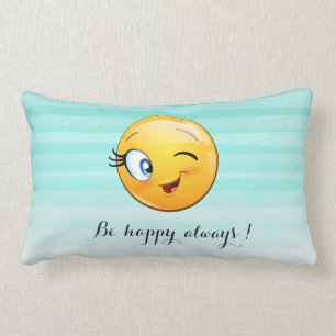 Coussin Rectangle Visage d'Emoji clin d'œil adorable - Soyez heureux