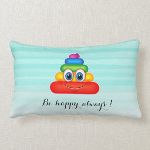 Coussin Rectangle Visage d'émoji de caca arc-en-ciel adorable - Soye