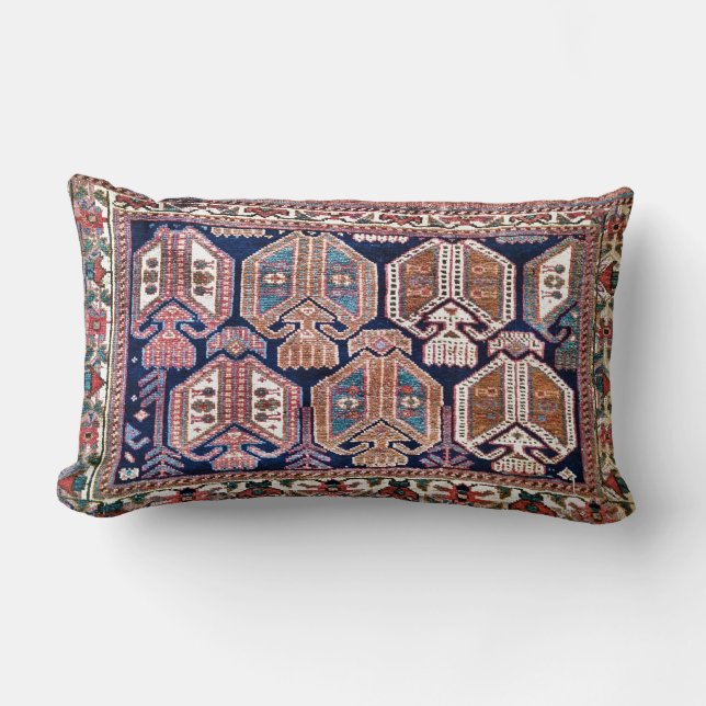 Coussin Rectangle Visage Perse antique Conception de tapis Oriental (Recto)