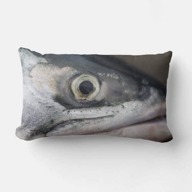 Coussin Rectangle Visage Saumon argenté (Recto)