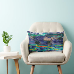 Coussin Rectangle Visualisation Des Vents Mondiaux.