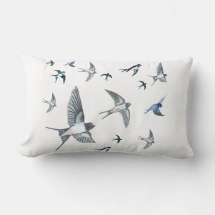 Coussin Rectangle Vols d'hirondelles dans l'oreiller à jet en vol