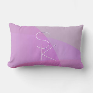 Coussin Rectangle Vos initiales de chevauchement   Géométrique rose 