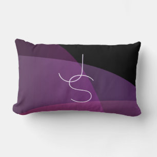 Coussin Rectangle Vos initiales de chevauchement   Moderne violet et