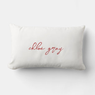 Coussin Rectangle Votre nom dans Elegant Red Script Jetez l'oreiller