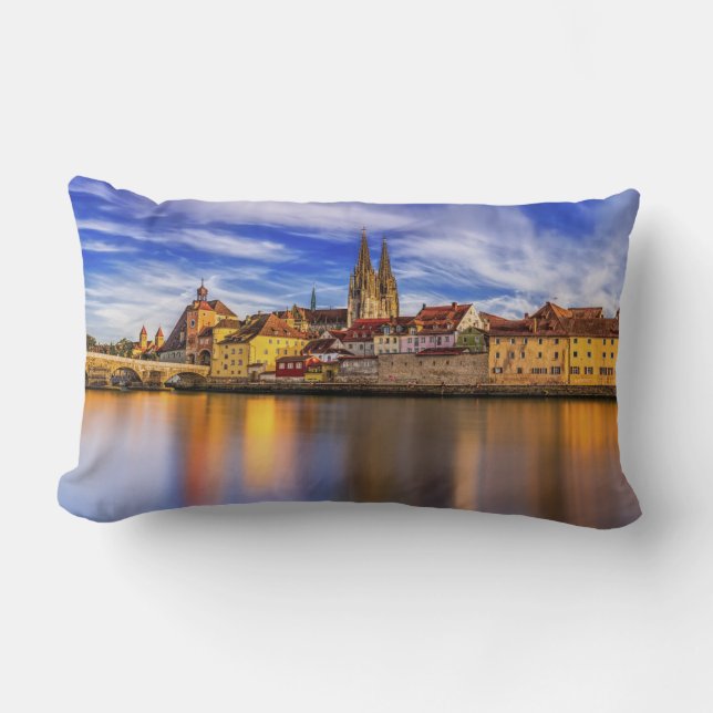Coussin Rectangle Vue pittoresque du fleuve Regensburg (Recto)