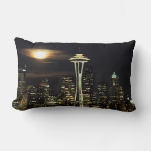 Coussin Rectangle Washington, Seattle, Skyline la nuit depuis Kerry 