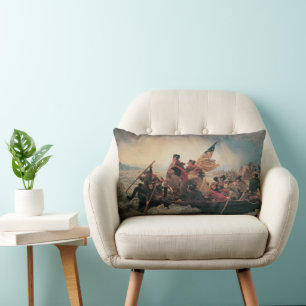 Coussin Rectangle Washington traversant le Delaware par Emanuel Leut
