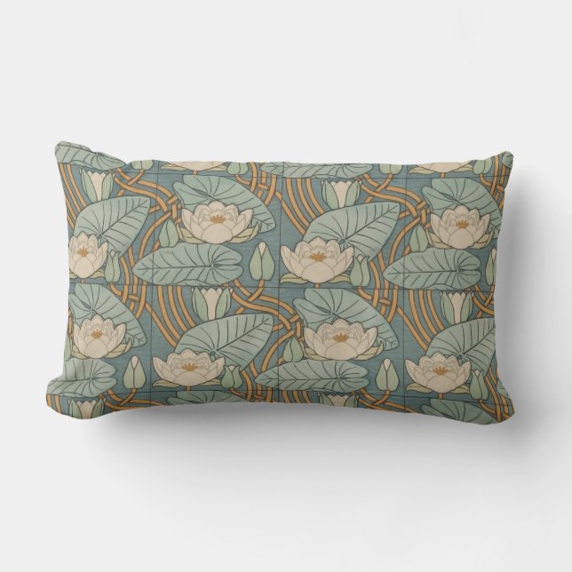 Coussin Rectangle Water Lys Lily Art Nouveau Nature (Recto)