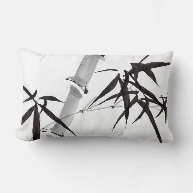 Coussin Rectangle Watercolor bamboo art (Recto)