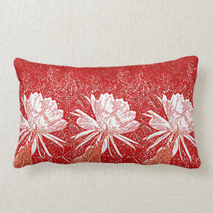 Coussin Rectangle WaterColor Bramha Lotus Red Floral Artwork