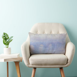 Coussin Rectangle Waterloo Bridge, effet de brouillard par Claude Mo