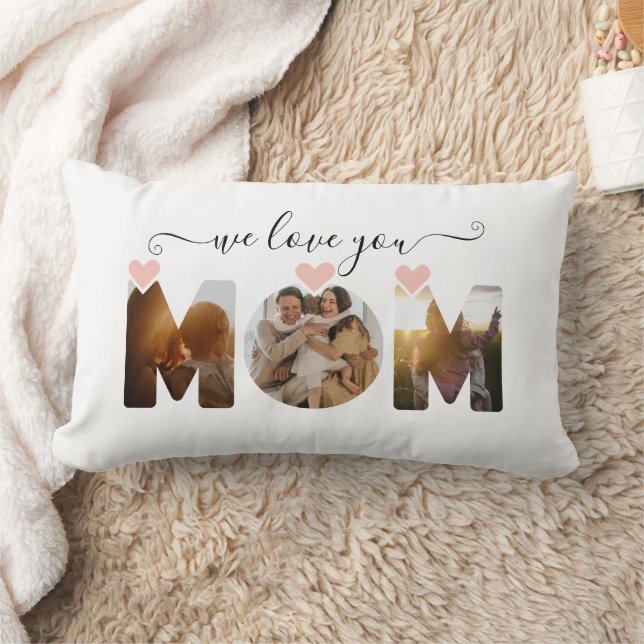 Coussin Rectangle We Love You Mom Photo Collage (Couverture)