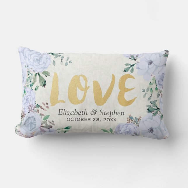 Coussin Rectangle Wedding shower Elegant Aquarelle Botanique Floral (Recto)