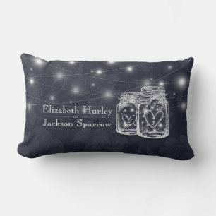 Coussin Rectangle Wedding shower Mason Jars Chaîne Lumières Marine B