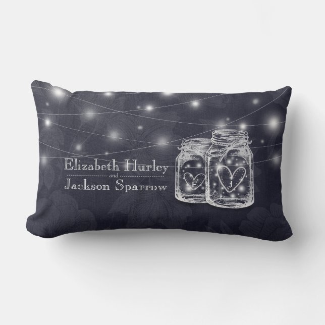 Coussin Rectangle Wedding shower Mason Jars Chaîne Lumières Marine B (Recto)