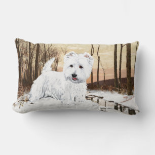 Coussin Rectangle Westie au crépuscule