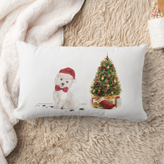 Coussin Rectangle Westin Funny Chien de Noël avec arbre (Couverture)