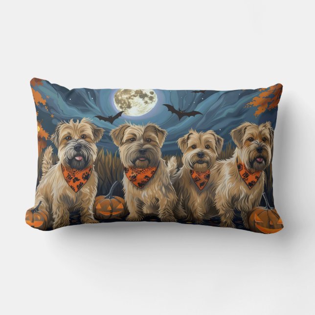 Coussin Rectangle Wheaten Terrier Halloween Éffrayant (Recto)