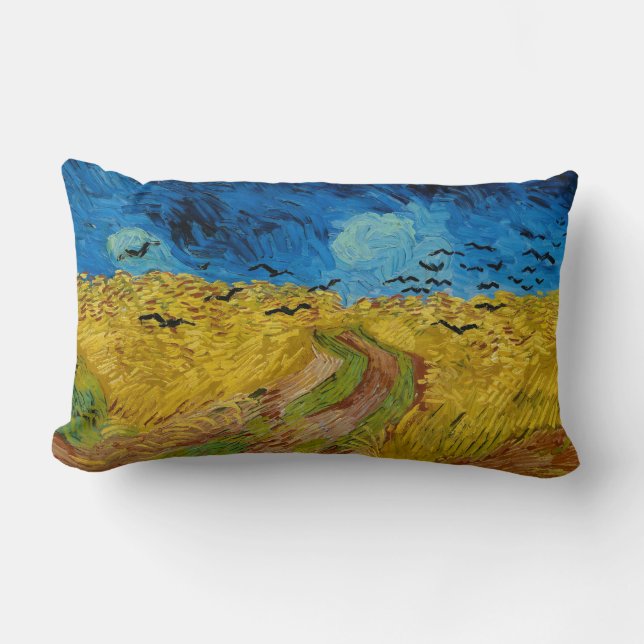 Coussin Rectangle Wheatfield with Crows de Vincent van Gogh (1890) (Recto)
