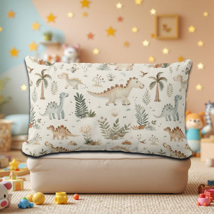 Coussin Rectangle Whimsical Boho Jungle Dinosaur Motif
