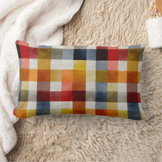 Coussin Rectangle Whimsical Farmhouse Watercolor Plaid