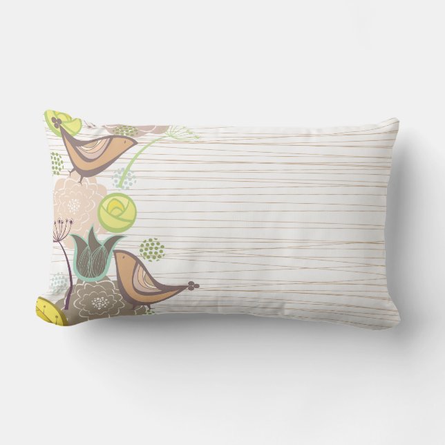 Coussin Rectangle Whimsical Rose Sweet Birds Floral Garden (Recto)