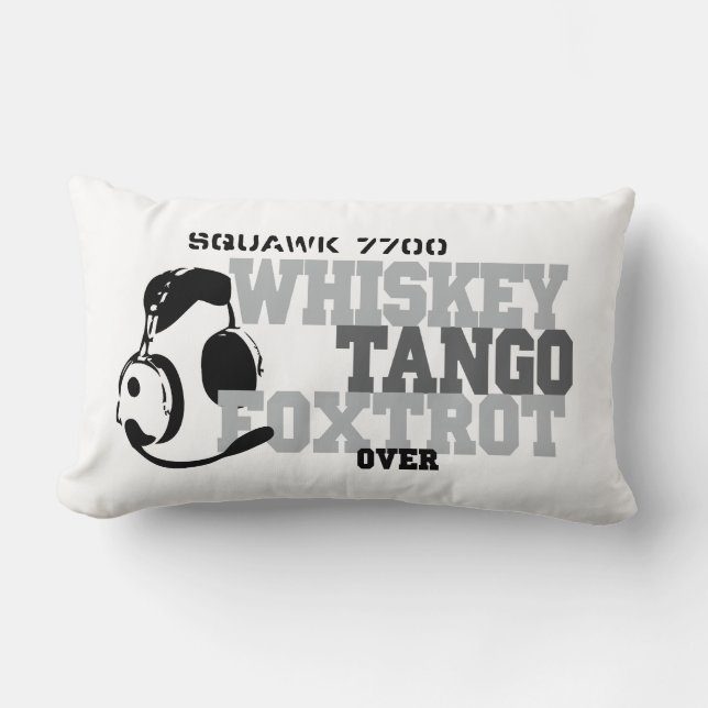 Coussin Rectangle Whiskey Tango Foxtrot - Humour de l'aviation (Recto)