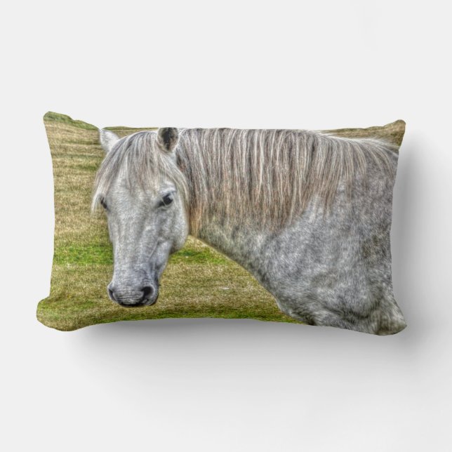 Coussin Rectangle White New Forest Pony Wild Horse (Recto)