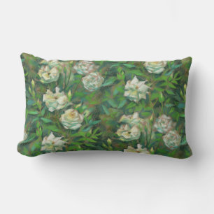 Coussin Rectangle White roses, green leaves, beautiful flowers