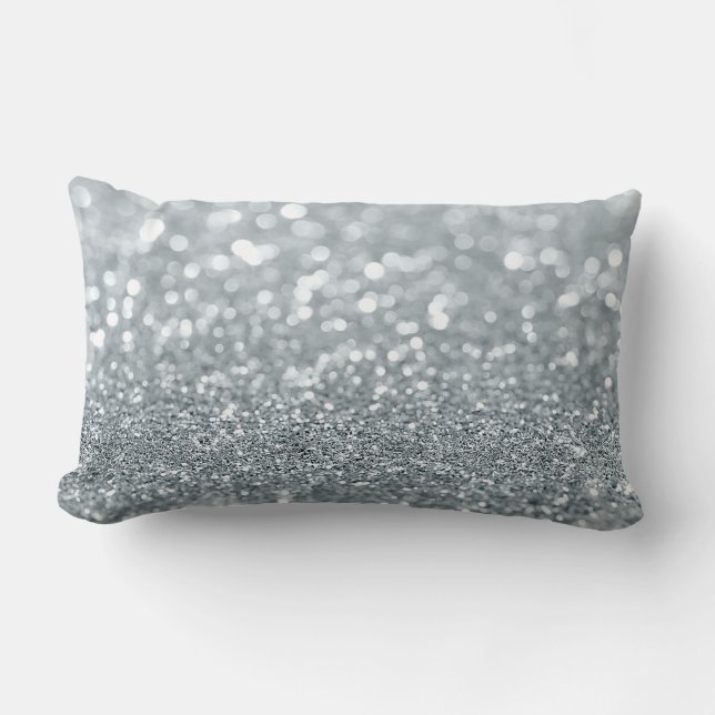 Coussin Rectangle White Silver Parties scintillant Bokeh Glam tendan (Recto)