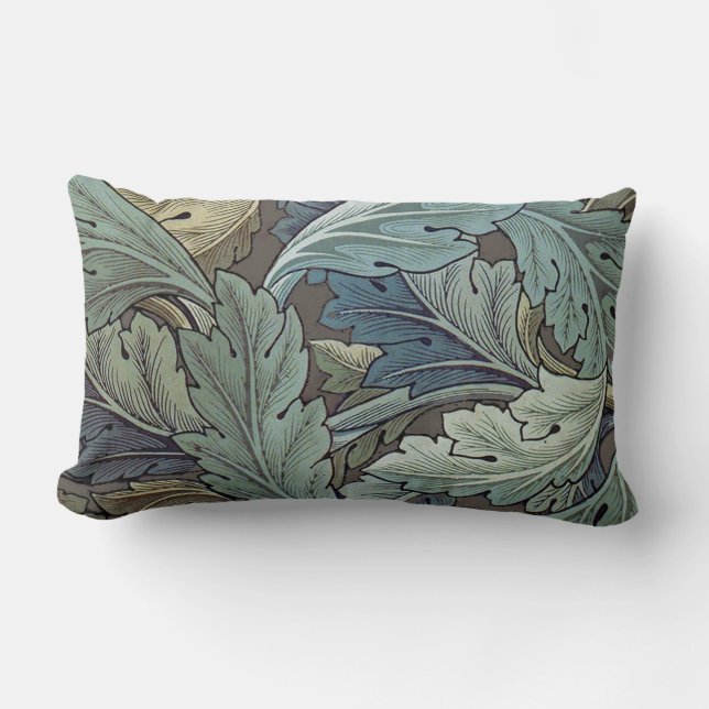 Coussin Rectangle William Morris Acanthus Sage Fleur Floral Botaniqu (Recto)