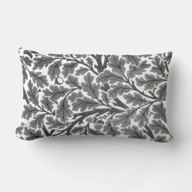 Coussin Rectangle William Morris Feuilles de chêne, gris / gris et b (Recto)