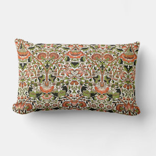 Coussin Rectangle William Morris Fleurs Lodden Foliage Vert rose