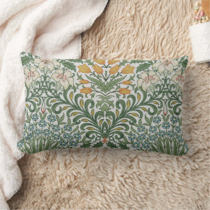 Coussin Rectangle William Morris Jardin Vintage Vert Bleu jaune