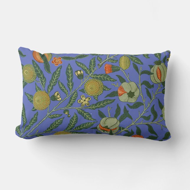 Coussin Rectangle William Morris Pomegranate Bleu papier peint color (Recto)