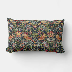 Coussin Rectangle William Morris Vintage fraise Thief Oiseaux Bleu