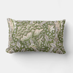 Coussin Rectangle : William Morris Windrush Motif Vert : Vintage