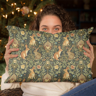 Coussin Rectangle William Morris Woodland Lapins floraux Noël