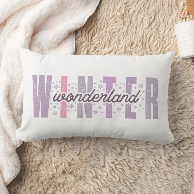 Coussin Rectangle Winter Wonderland - Typographie Festive Art (Couverture)