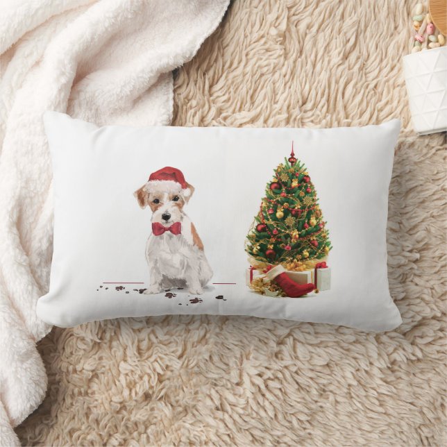 Coussin Rectangle Wire Haired Jack Russell Funny Christmas Chien (Couverture)