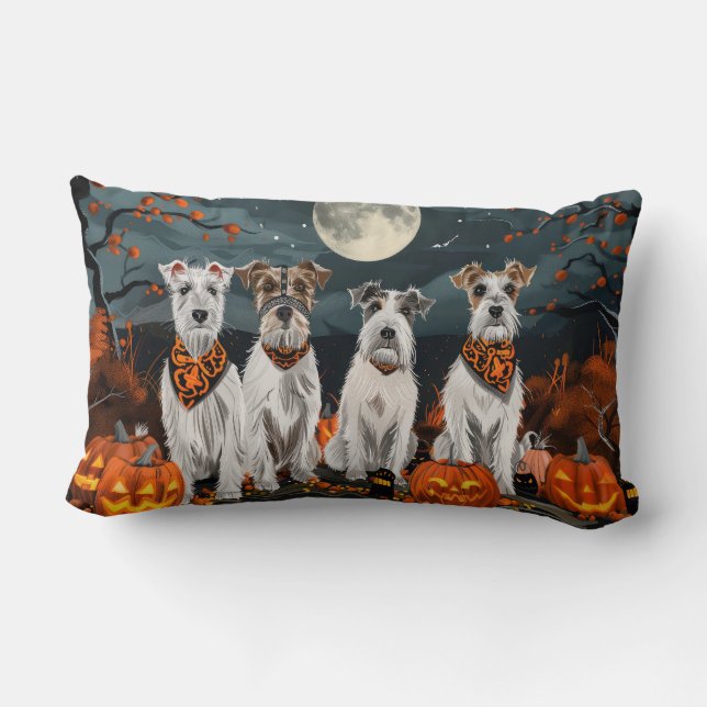 Coussin Rectangle Wirefox Terrier Halloween Éffrayant (Verso)