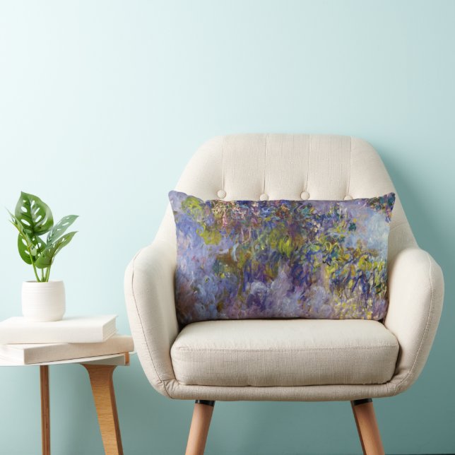 Coussin Rectangle Wisteria (moitié gauche) par Claude Monet (Chaise)